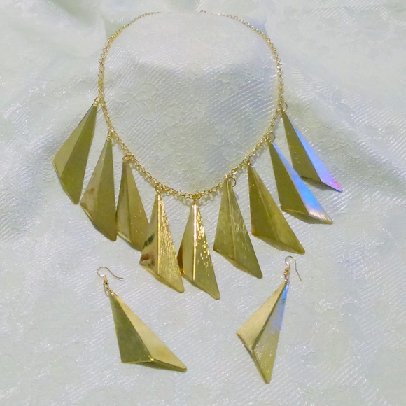 Modernist Statement Necklace Earring Demi - Picture 1 of 3